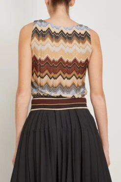 Missoni Top In Multi Zigzag On Brown Base -Dries Van Noten Shop missoni TopinMultiZigzagonBrownBase 3