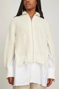 MM6 Maison Margiela Cardigan In Ivory 6 MM6 Maison Margiela Cardigan In Ivory -Dries Van Noten Shop mm6 CardiganinIvory 2
