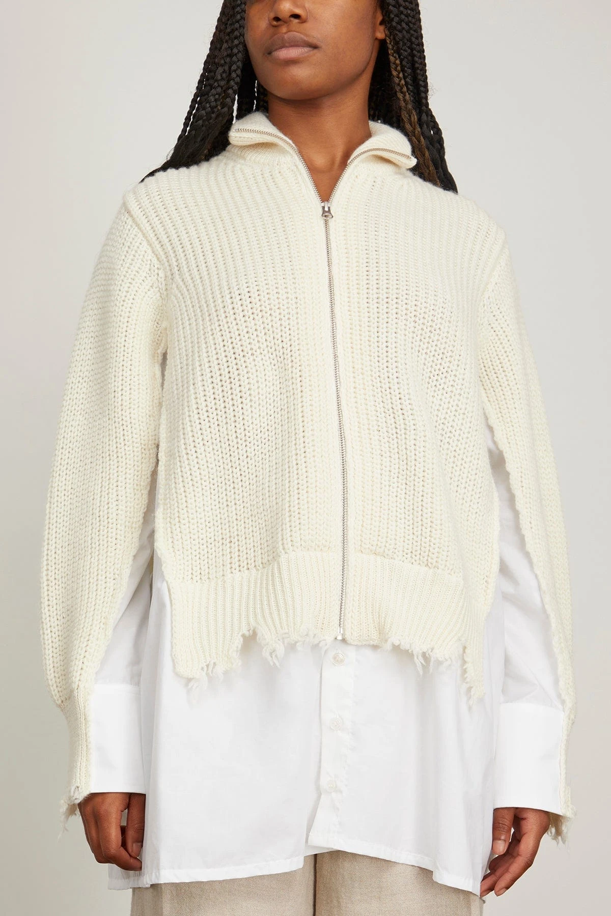 MM6 Maison Margiela Cardigan In Ivory 3 MM6 Maison Margiela Cardigan In Ivory - Image 3