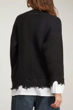 MM6 Maison Margiela Crewneck Sweater In Black -Dries Van Noten Shop mm6 CrewneckSweaterinBlack 3