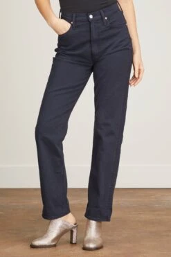 MOTHER High Waist Study Skimp Jean In Blue Graphite -Dries Van Noten Shop mother HighWaistStudySkimpJeaninBlueGraphite 2