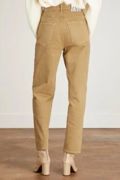 MOTHER High Waisted Double Stack Ankle Jean In Army Green -Dries Van Noten Shop mother high waisted double stack ankle jean in army green 3