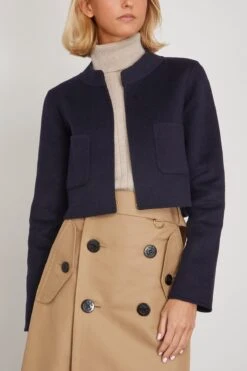 Double Face Cashmere/Wool Jacket In Navy -Dries Van Noten Shop odeeh DoubleFaceCashmereWoolJacketinNavy 2