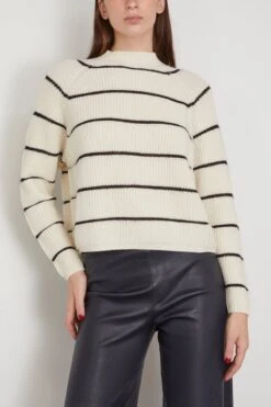 Relief Stripes Sweater In Cream 6 Relief Stripes Sweater In Cream -Dries Van Noten Shop odeeh ReliefStripesSweaterinCream 2