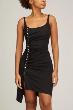 Paco Rabanne Strap Dress With Snaps In Black -Dries Van Noten Shop pacorabanne StrapDresswithSnapsinBlack 2