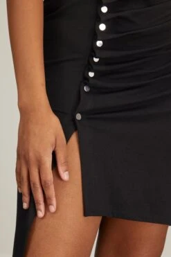 Paco Rabanne Strap Dress With Snaps In Black -Dries Van Noten Shop pacorabanne StrapDresswithSnapsinBlack 4