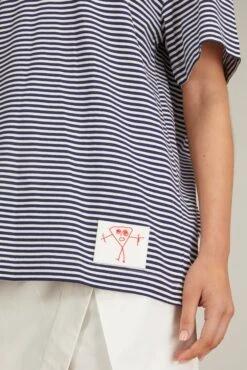 Short Sleeve T-Shirt In White/Blue Stripe -Dries Van Noten Shop planc short sleeve tshirt in white blue stripe 4