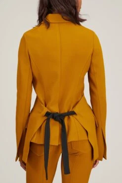PROENZA SCHOULER Bi-Stretch Crepe Blazer In Ochre -Dries Van Noten Shop proenza schouler bi stretch crepe blazer in ochre 3