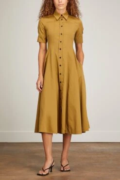 PROENZA SCHOULER Silk Cotton Dress In Fatigue -Dries Van Noten Shop proenza schouler silk cotton dress in fatigue 2