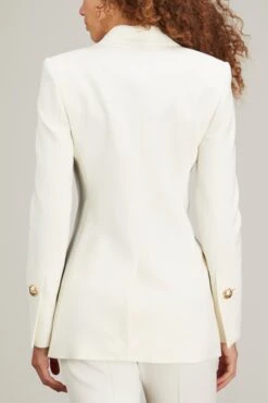 PROENZA SCHOULER Viscose Suiting Tuxedo Jacket In Off White Multi -Dries Van Noten Shop proenza schouler viscose suiting tuxedo jacket in off white multi 3