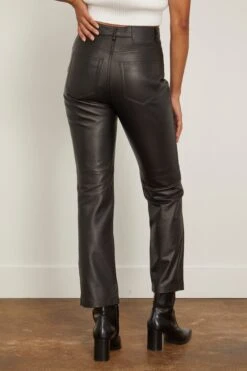 Leather Straight Pant In Black -Dries Van Noten Shop proenzawhite LeatherStraightPantinBlack 3