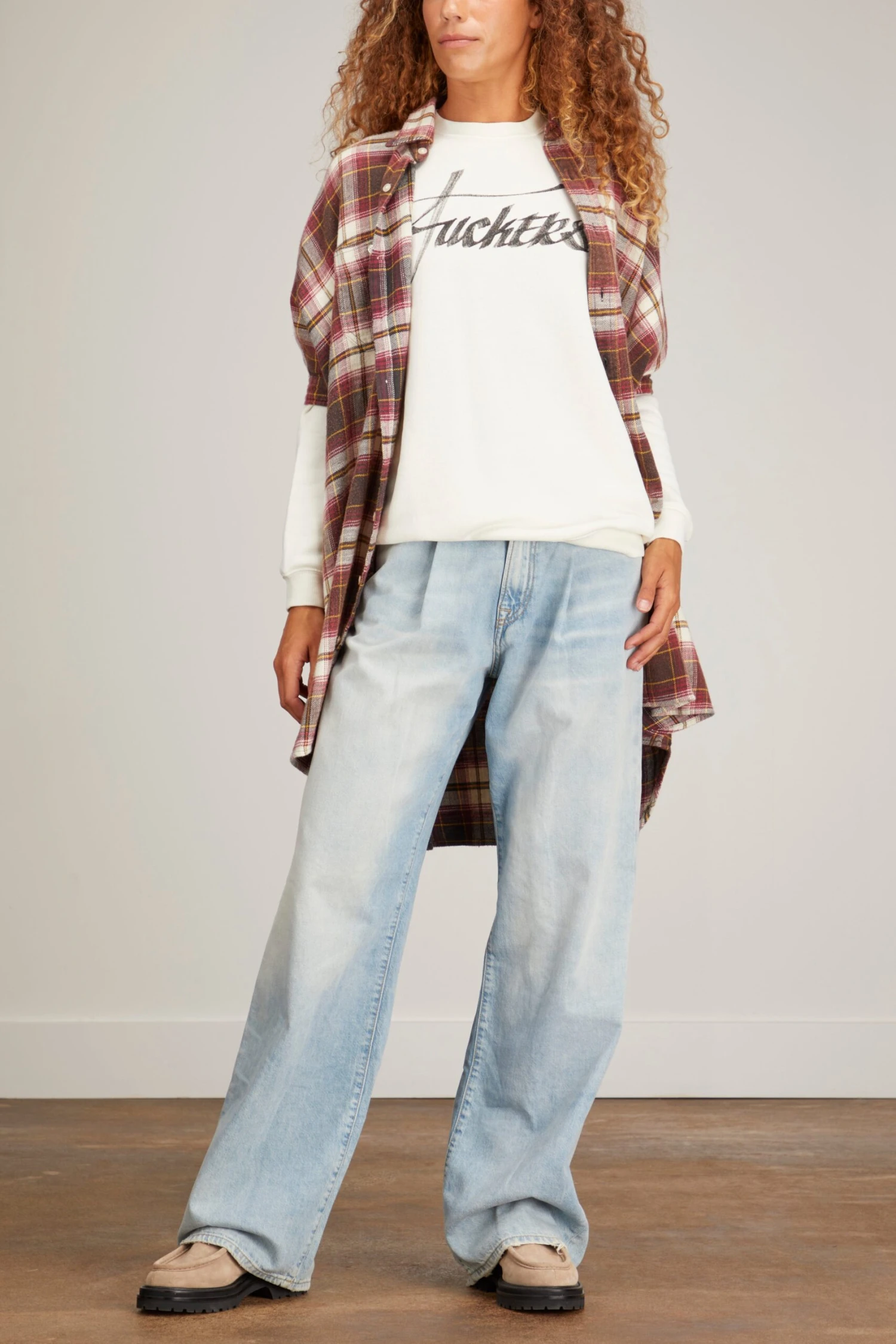 R13 Damon Pleated Wide Leg Jean In Lennon Blue 2 R13 Damon Pleated Wide Leg Jean In Lennon Blue - Image 2