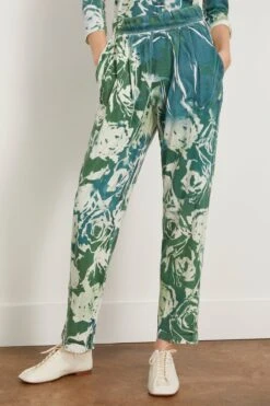 Brooke Pant In Teal Army Rose -Dries Van Noten Shop raquelallegra BrookePantinTealArmyRose 2