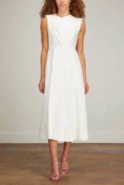 Cotton Poplin Midi Dress In White 7 Cotton Poplin Midi Dress In White -Dries Van Noten Shop roland mouret cotton poplin midi dress in white 2
