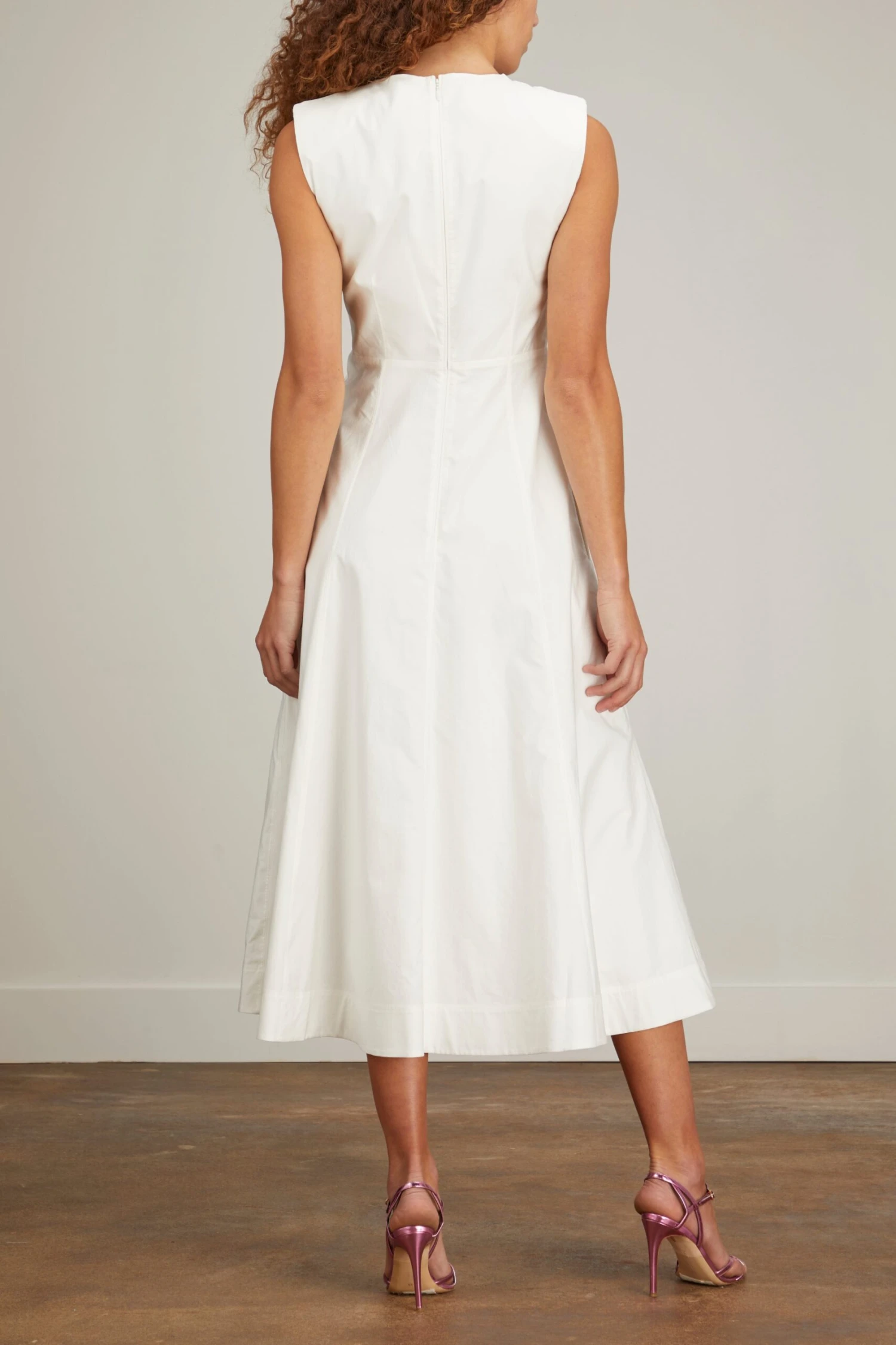 Cotton Poplin Midi Dress In White 4 Cotton Poplin Midi Dress In White - Image 4