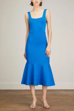 Knit Midi Dress In Blue -Dries Van Noten Shop roland mouret knit midi dress in blue 2