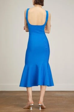 Knit Midi Dress In Blue -Dries Van Noten Shop roland mouret knit midi dress in blue 3