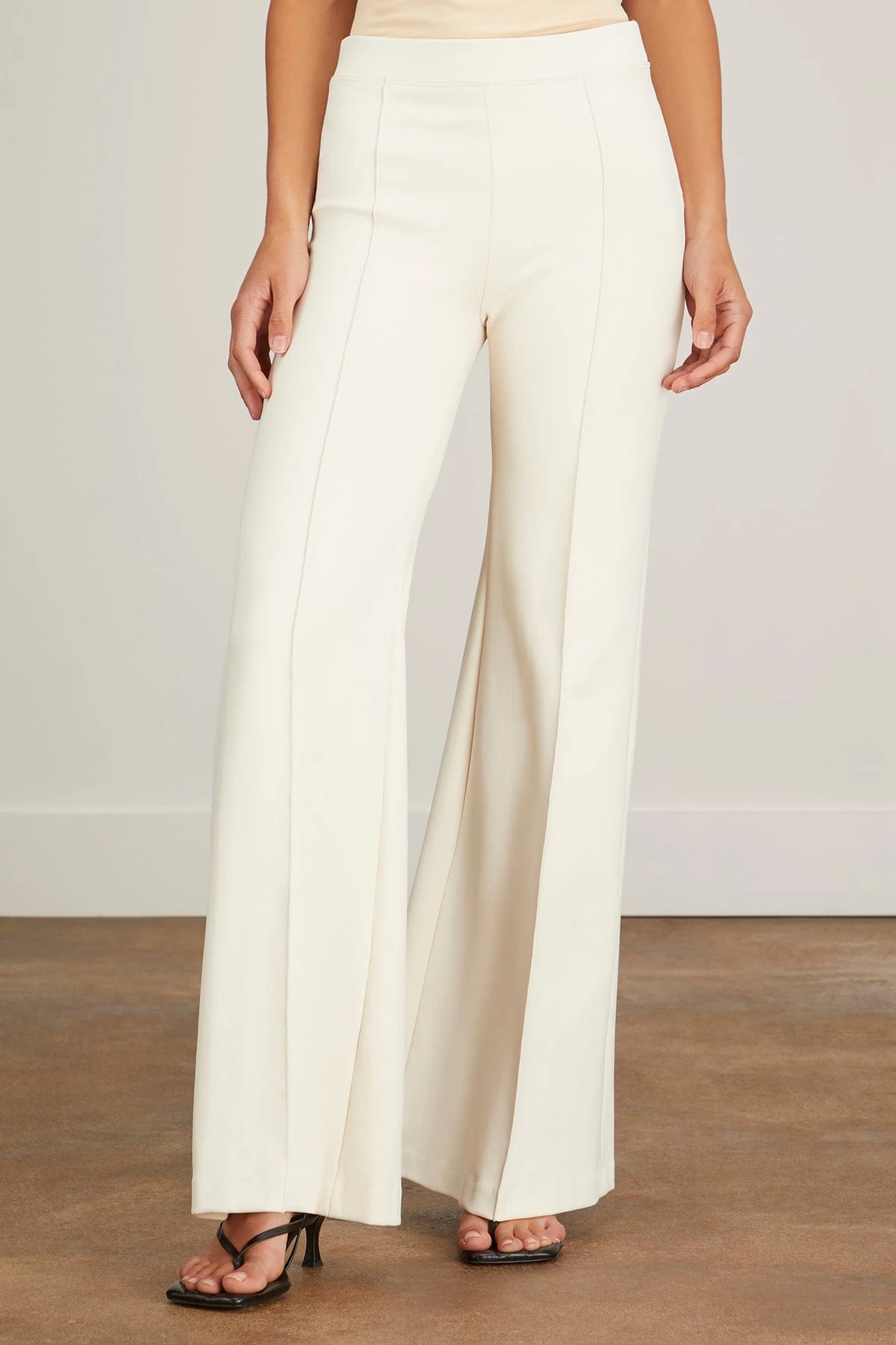 Pintuck Wide Flare Pant In Parchment 3 Pintuck Wide Flare Pant In Parchment - Image 3