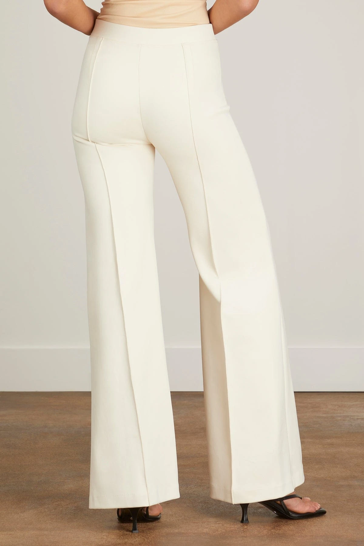 Pintuck Wide Flare Pant In Parchment 4 Pintuck Wide Flare Pant In Parchment - Image 4