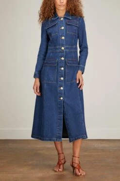 Denim Cargo Coat In Blue -Dries Van Noten Shop rosetta getty denim cargo coat in blue 2