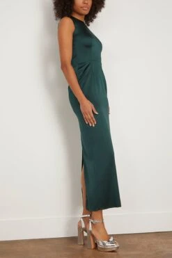 Ila Silk Shift Dress In Deep Forest -Dries Van Noten Shop sablyn IlaSilkShiftDressinDeepForest 2