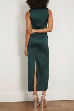 Ila Silk Shift Dress In Deep Forest -Dries Van Noten Shop sablyn IlaSilkShiftDressinDeepForest 3