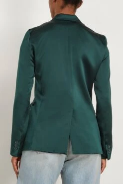 Virginie Double Breasted Silk Blazer In Deep Forest 7 Virginie Double Breasted Silk Blazer In Deep Forest -Dries Van Noten Shop sablyn VirginieDoubleBreastedSilkBlazerinDeepForest 3