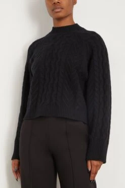 Walker Cable Knit Sweater In Black -Dries Van Noten Shop sablyn WalkerCableKnitSweaterinBlack 2