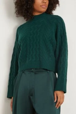 Walker Cable Knit Sweater In Deep Forest -Dries Van Noten Shop sablyn WalkerCableKnitSweaterinDeepForest 2