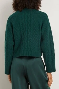 Walker Cable Knit Sweater In Deep Forest -Dries Van Noten Shop sablyn WalkerCableKnitSweaterinDeepForest 3