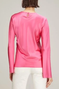 Long Sleeve Silk Blouse In Pink Pepper -Dries Van Noten Shop sablyn long sleeve silk blouse in pink pepper 3
