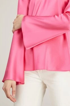 Long Sleeve Silk Blouse In Pink Pepper -Dries Van Noten Shop sablyn long sleeve silk blouse in pink pepper 4