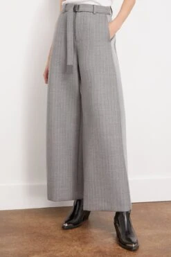 Sacai Chalk Stripe Bonding Pants In Gray -Dries Van Noten Shop sacai ChalkStripeBondingPantsinGray 2