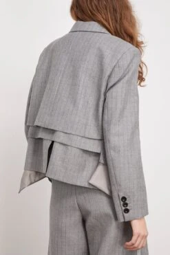 Sacai Chalk Stripe Jacket In Gray -Dries Van Noten Shop sacai ChalkStripeJacketinGray 3