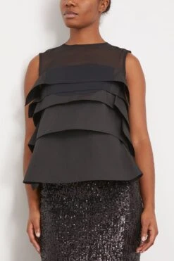 Sacai Chiffon Mix Cotton Poplin Pullover In Black -Dries Van Noten Shop sacai ChiffonMixCottonPoplinPulloverinBlack 2