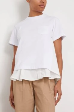 Sacai Cotton Poplin Mix Cotton Jersey T-Shirt In White 6 Sacai Cotton Poplin Mix Cotton Jersey T-Shirt In White -Dries Van Noten Shop sacai CottonPoplinMixCottonJerseyT ShirtinWhite 2