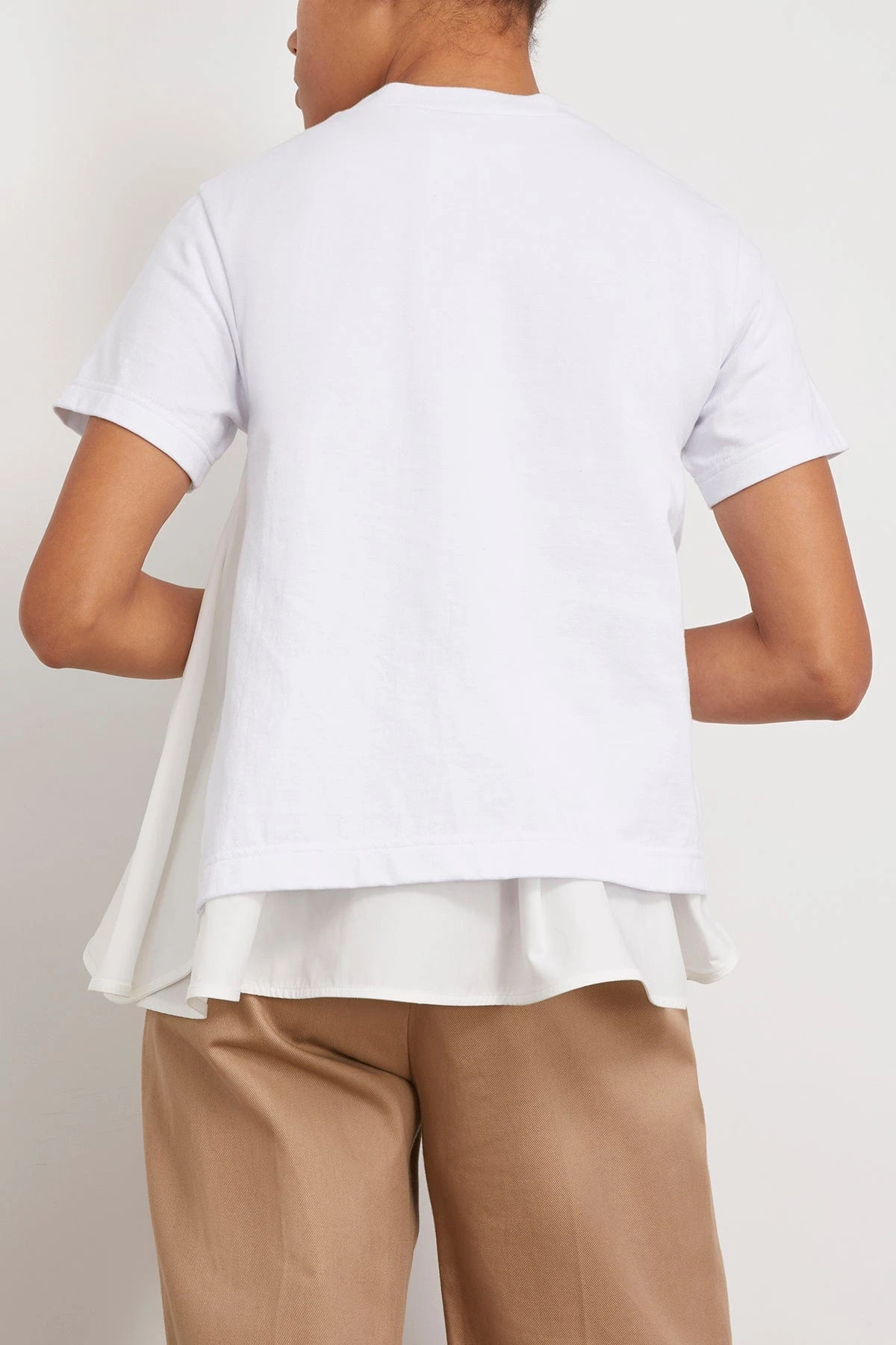 Sacai Cotton Poplin Mix Cotton Jersey T-Shirt In White 4 Sacai Cotton Poplin Mix Cotton Jersey T-Shirt In White - Image 4