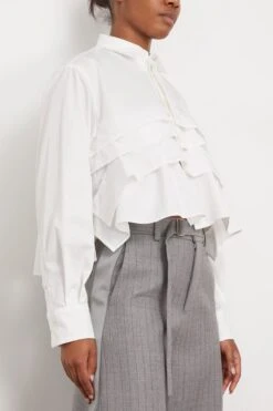 Sacai Cotton Poplin Shirt In Off White 6 Sacai Cotton Poplin Shirt In Off White -Dries Van Noten Shop sacai CottonPoplinShirtinOffWhite 2