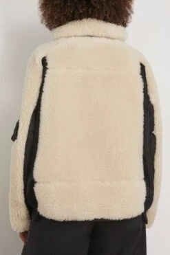Sacai Faux Shearling X Nylon Twill Blouson In Black/Ecru 7 Sacai Faux Shearling X Nylon Twill Blouson In Black/Ecru -Dries Van Noten Shop sacai FauxShearlingxNylonTwillBlousoninBlackEcru 3
