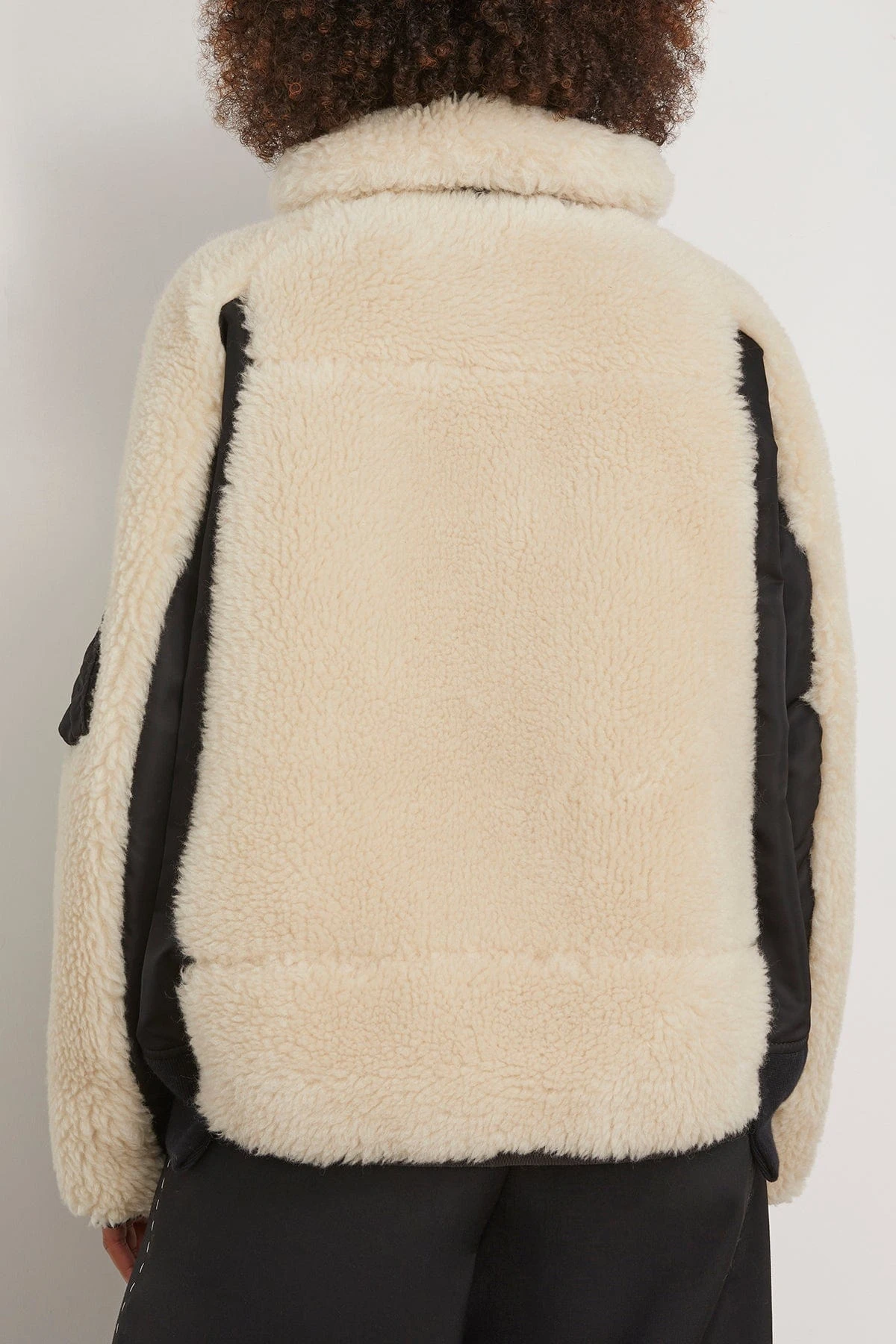 Sacai Faux Shearling X Nylon Twill Blouson In Black/Ecru 4 Sacai Faux Shearling X Nylon Twill Blouson In Black/Ecru - Image 4