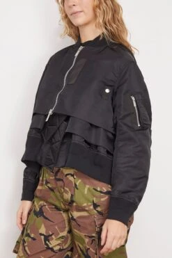 Sacai Nylon Twill Blouson Jacket In Black -Dries Van Noten Shop sacai NylonTwillBlousonJacketinBlack 2