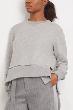 Sacai Sponge Sweat Pullover In Light Gray -Dries Van Noten Shop sacai SpongeSweatPulloverinLightGray 2