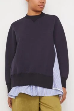 Sacai Sponge Sweat Pullover In Navy -Dries Van Noten Shop sacai SpongeSweatPulloverinNavy 2
