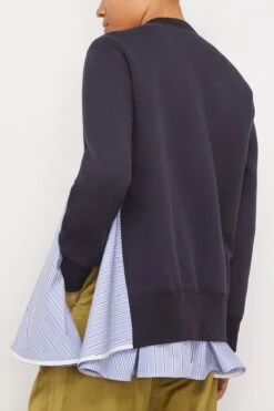Sacai Sponge Sweat Pullover In Navy -Dries Van Noten Shop sacai SpongeSweatPulloverinNavy 3