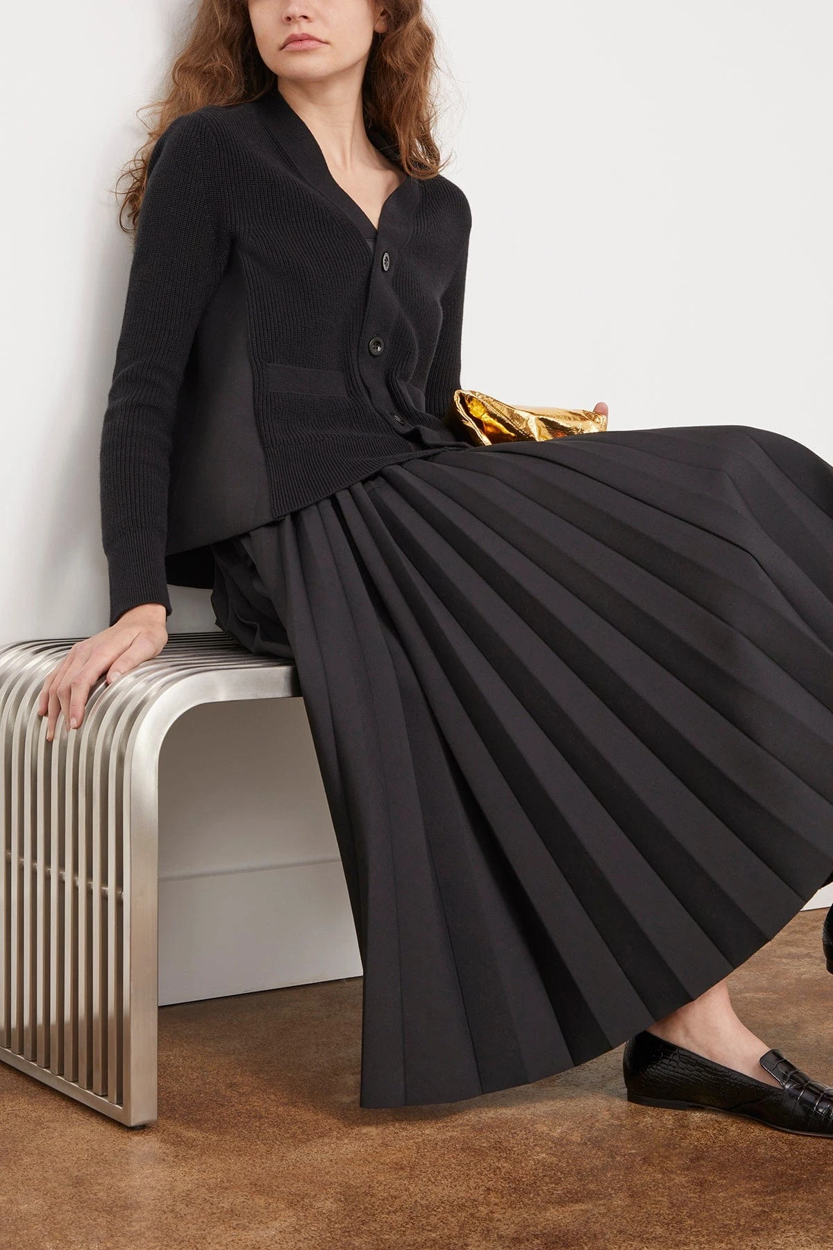 Sacai Suiting Bonding X Cotton Cashmere Knit Cardigan In Black 2 Sacai Suiting Bonding X Cotton Cashmere Knit Cardigan In Black - Image 2