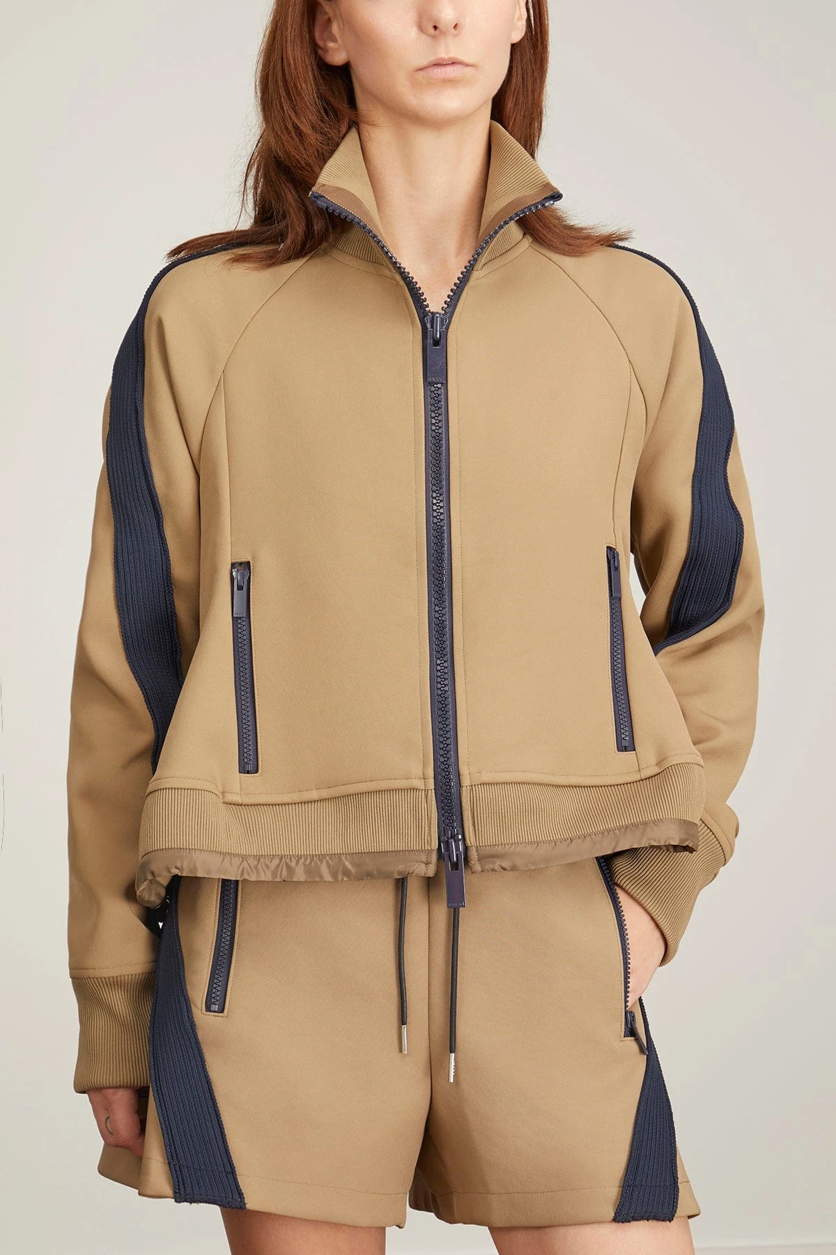 Sacai Technical Jersey Blouson In Beige 3 Sacai Technical Jersey Blouson In Beige - Image 3