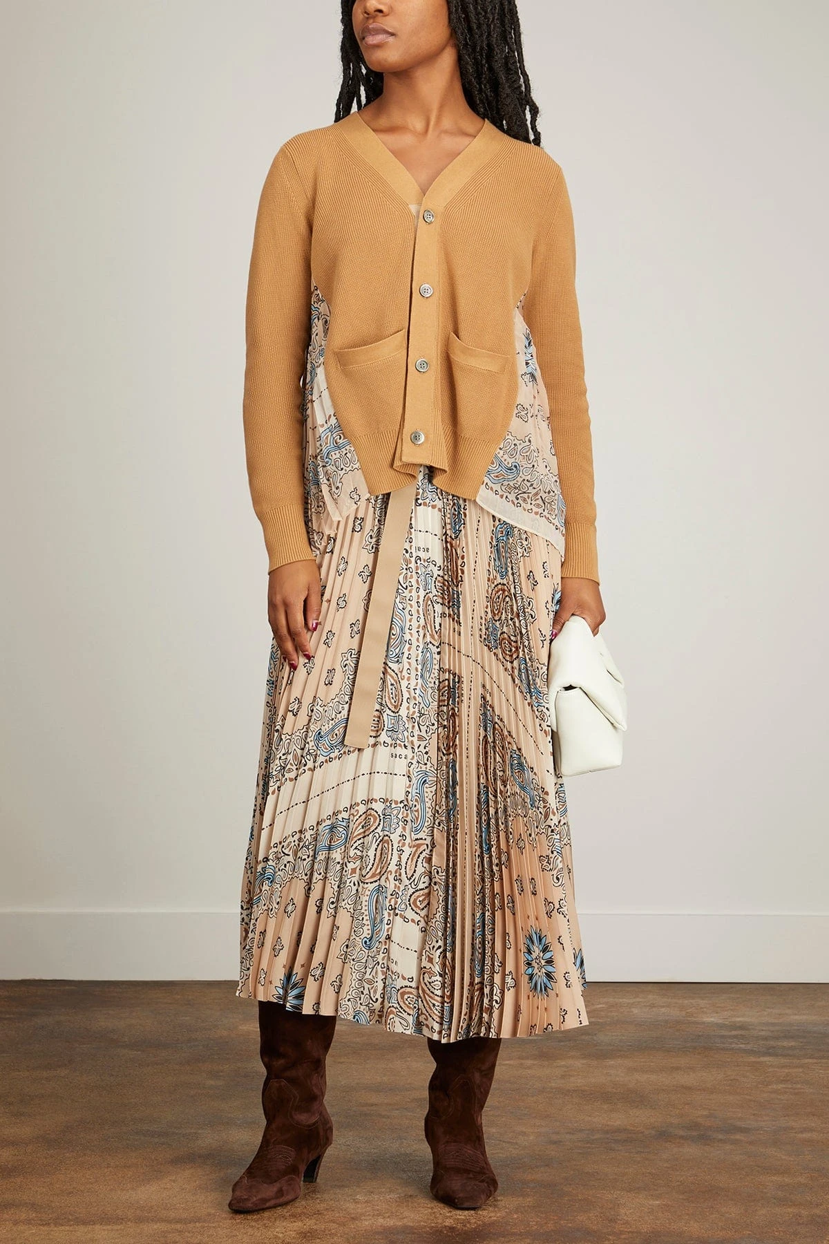 Sacai Bandana Print Knit Cardigan In Beige 2 Sacai Bandana Print Knit Cardigan In Beige - Image 2