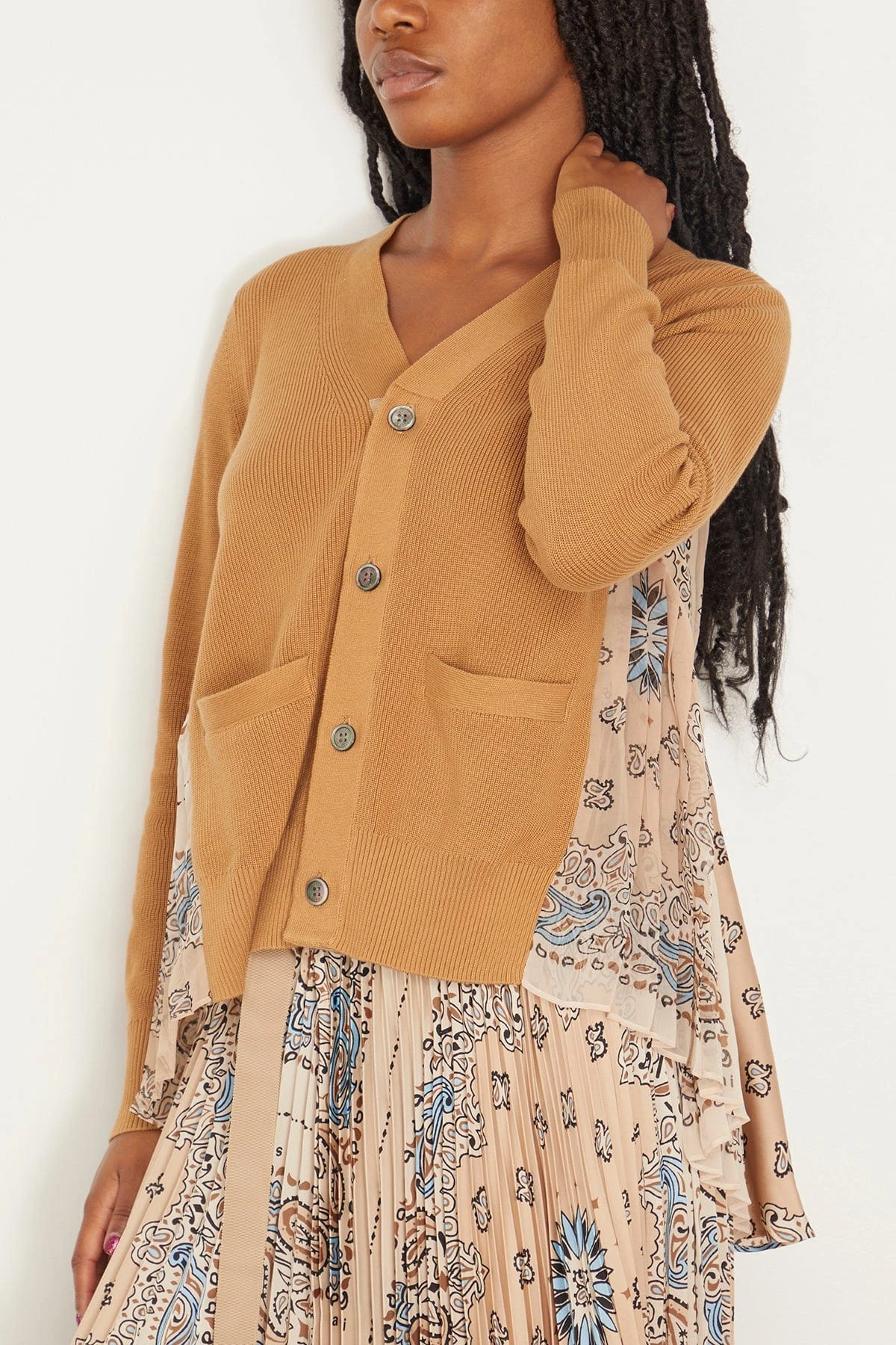 Sacai Bandana Print Knit Cardigan In Beige 3 Sacai Bandana Print Knit Cardigan In Beige - Image 3