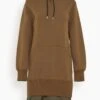 Sacai Sponge Sweat Hoodie Dress In Dark Beige