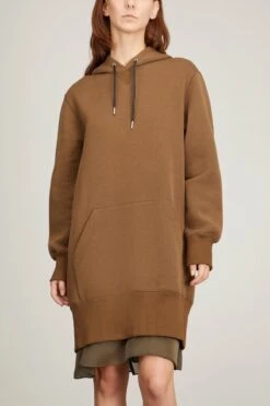 Sacai Sponge Sweat Hoodie Dress In Dark Beige -Dries Van Noten Shop sacai sponge sweat hoodie dress in dark beige 2